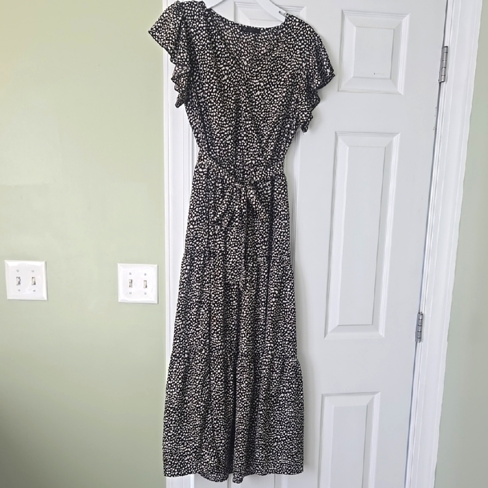 Elegant Black and White Polka Dot Dress